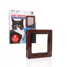 Cat Mate Brown 4 Way Locking Cat Flap - 309B