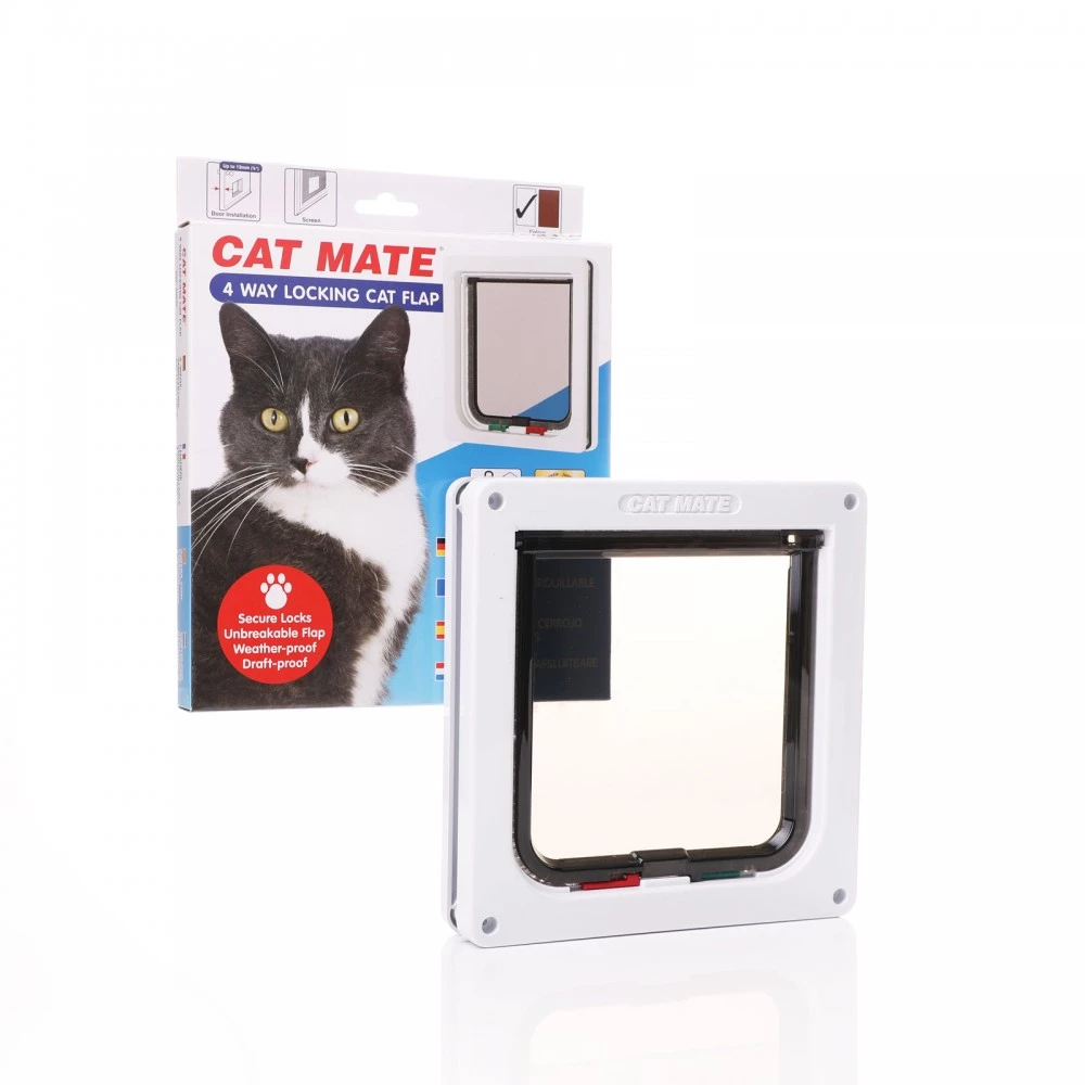 Cat Mate White 4 Way Locking Cat Flap - 309W