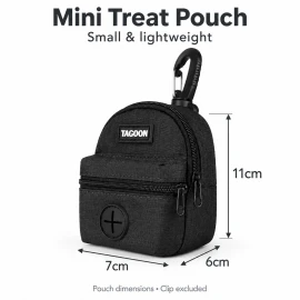TAGOON Mini Dog Treat Pouch with Poo Bag Holder – Black