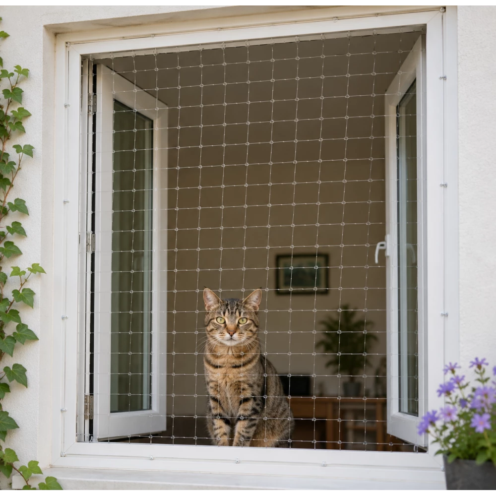 Transparent Cat Safety Net 1.5m x 2.0m with Fixing Kit