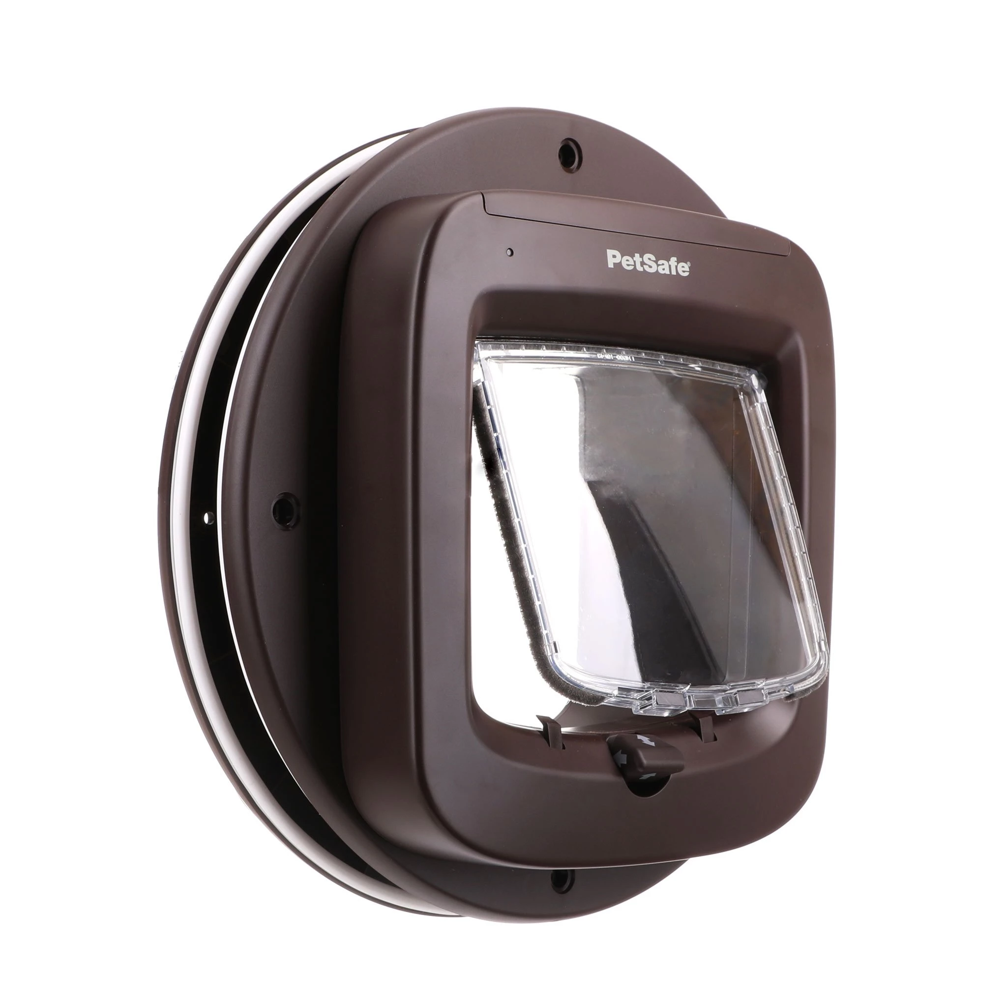 PetSafe Brown Glass Adapter with Microchip Cat Flap Installed
