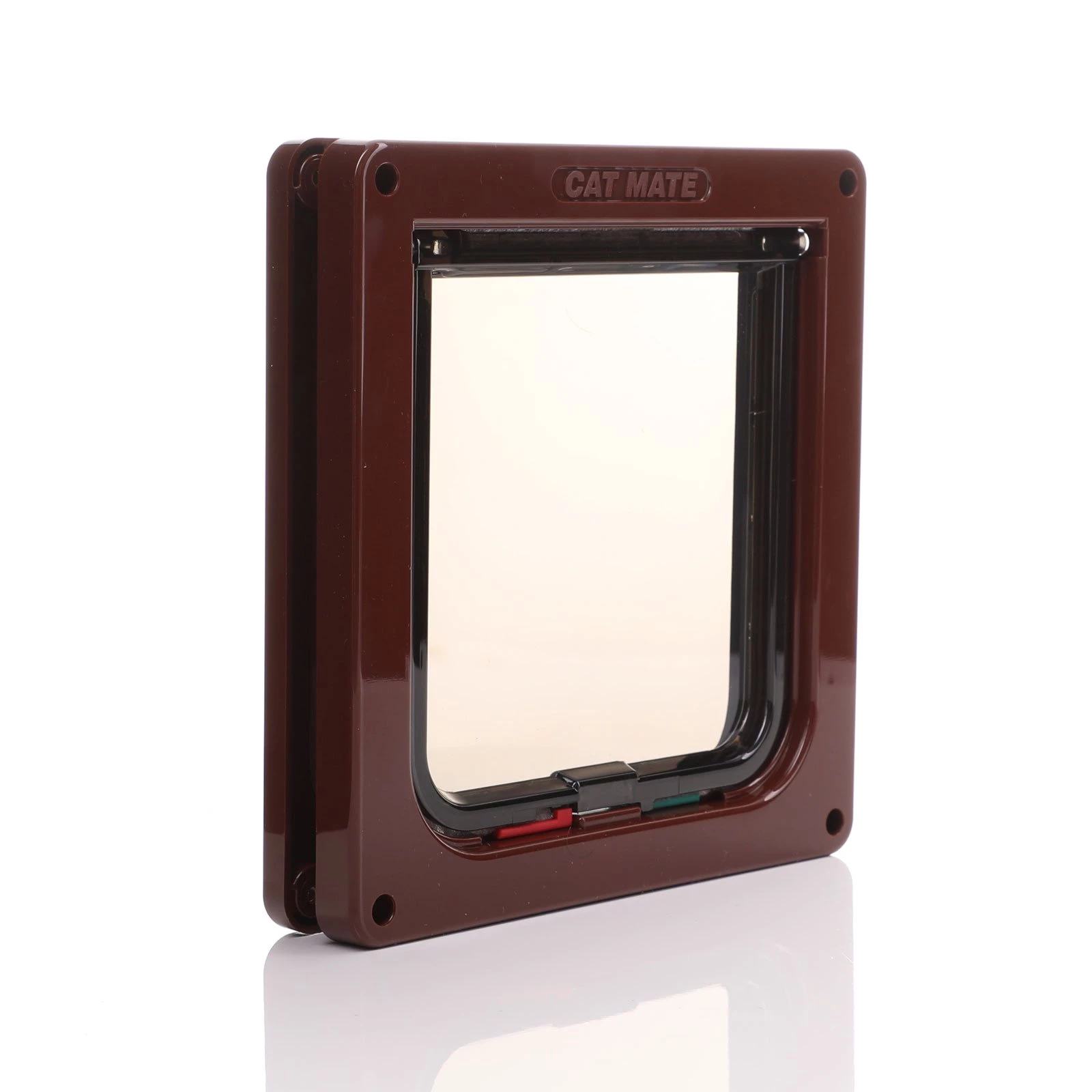 Cat Mate 309B brown 4-way locking cat flap for thin doors and panels