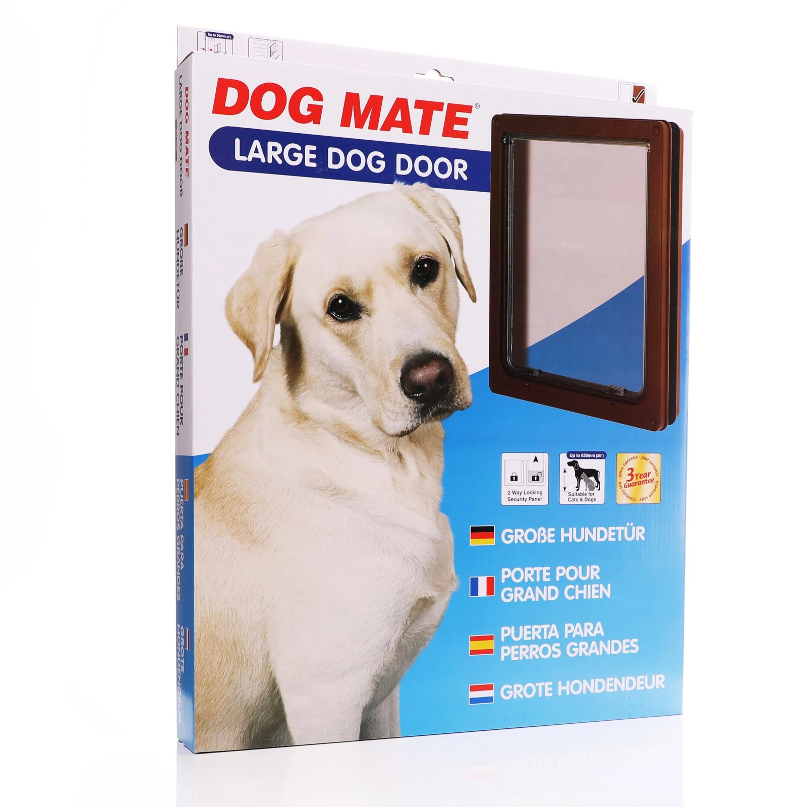 Dog Mate Large Brown Dog Door Large dog door with a brown frame.