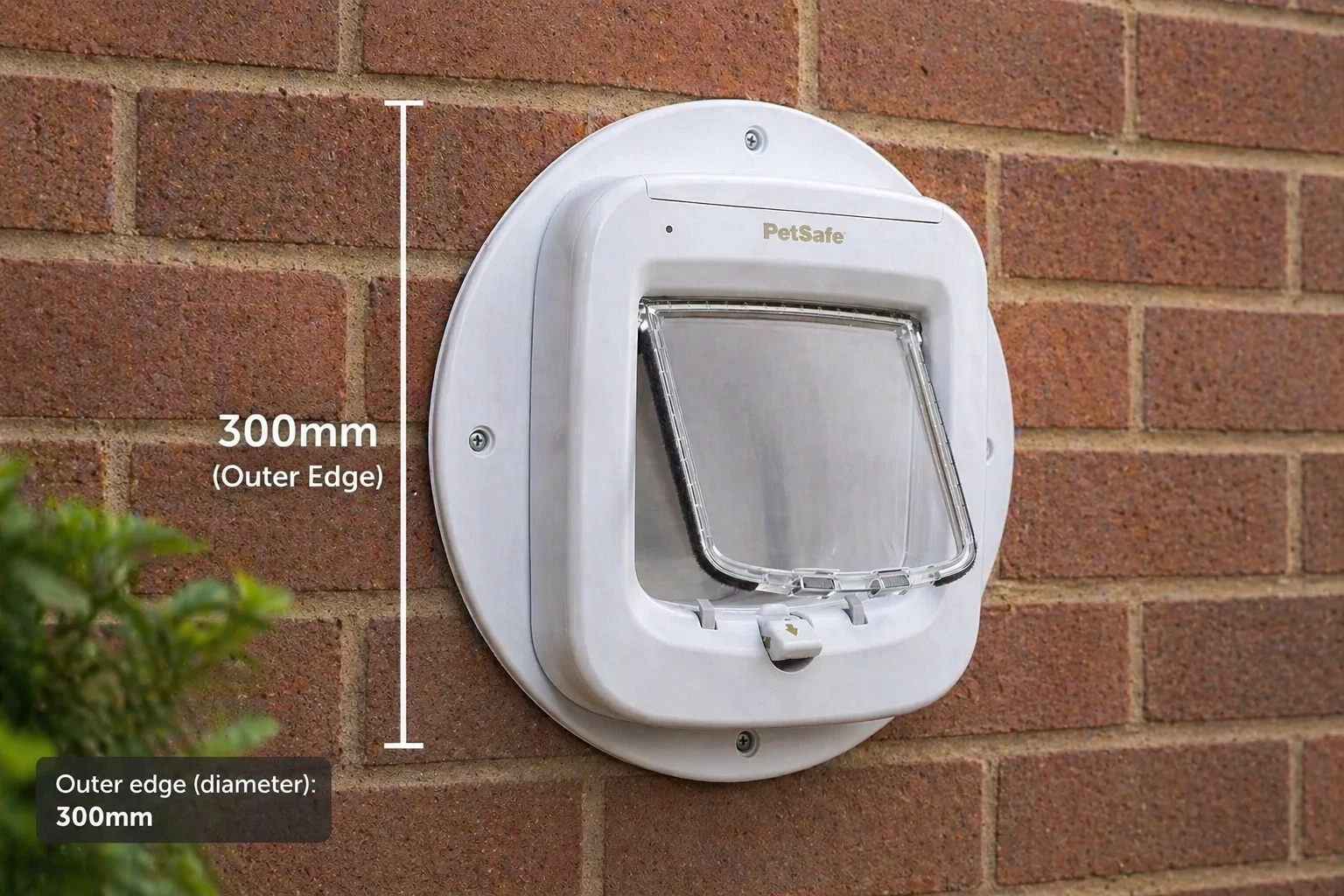 Cat flap fitted through a brick wall using tunnel extensions