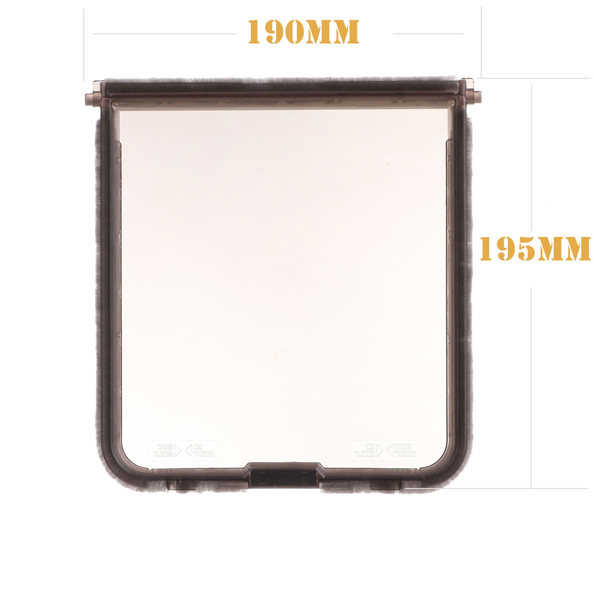 Detailed sizes of the Dog Mate small dog door replacement flap.